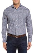 Men's Thomas Dean Floral Print Sport Shirt - Blue