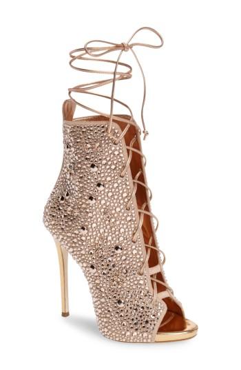 Women's Giuseppe For Jennifer Lopez Lynda Embellished Lace-up Sandal M - Metallic