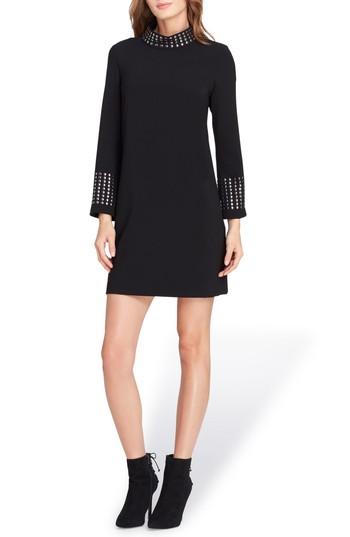 Women's Tahari Embellished High Neck Shift Dress - Black