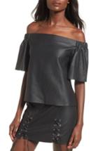 Women's Lost + Wander Dakota Faux Leather Top - Black