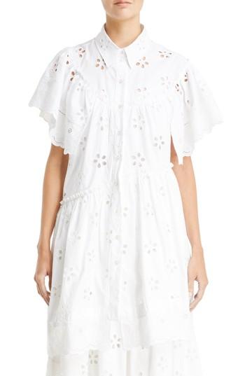 Women's Simone Rocha Turbo Trim Frill Tunic Us / 12 Uk - White