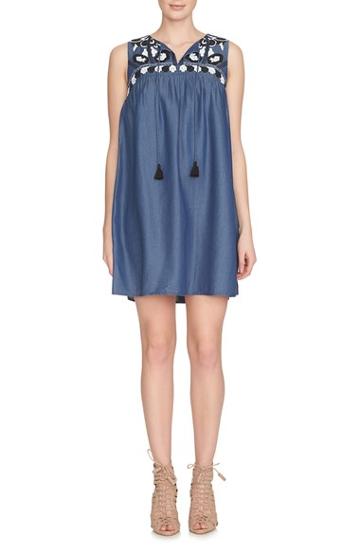 Women's Cece By Cynthia Steffe Embroidered Chambray Shift Dress