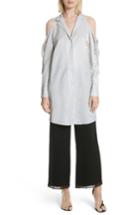 Women's Alexander Wang Stripe Cold Shoulder Satin Tunic - Blue