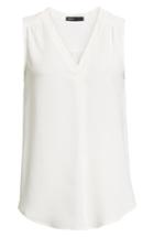 Women's Gibson Stretch Crepe Split Neck Sleeveless Blouse, Size - White