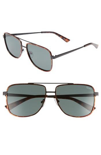 Men's Quay Australia Modern Times 57mm Polarized Aviator Sunglasses - Tort / Green Lens