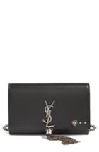 Women's Saint Laurent Mini Kate Leather Wallet On A Chain - Black