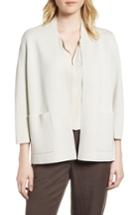 Women's Eileen Fisher Stand Collar Silk & Organic Cotton Cardigan, Size - Ivory