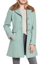 Women's Kate Spade New York Faux Fur Collar Wool Blend Coat