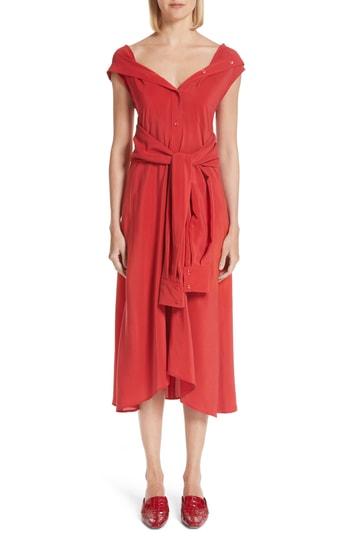 Women's Sies Marjan Tie Waist Silk Shirtdress - Red