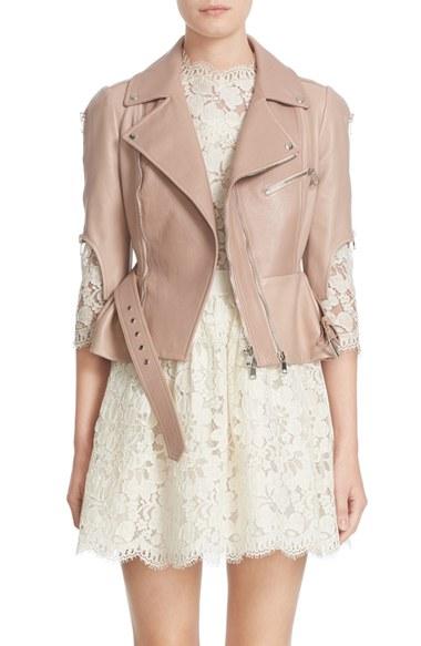 Women's Alexander Mcqueen Crop Lambskin Leather Jacket