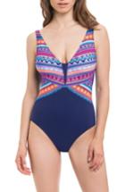 Women's Profile By Gottex Tapestry One-piece Swimsuit - Blue