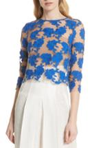 Women's Tracy Reese Sheer Embroidered Floral Top - Blue