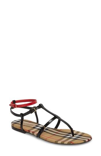 Women's Burberry Anthea Check Thong Sandal Us / 40eu - Black