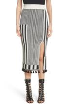 Women's Altuzarra Tassel Trim Stripe Pencil Skirt - Black