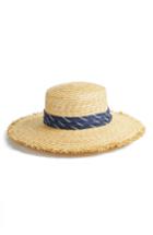 Women's Bcbgmaxazria Denim Banded Straw Boater Hat -