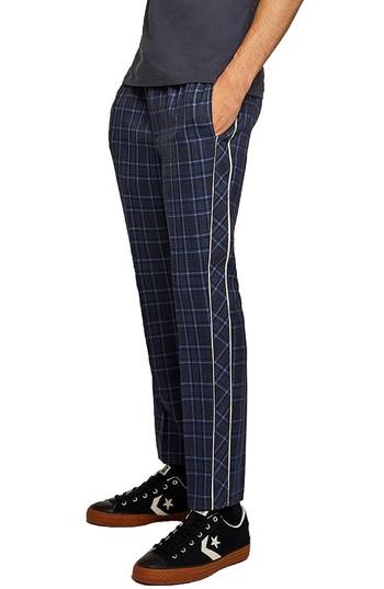 Men's Topman Check Cropped Jogger Pants X 32 - Blue