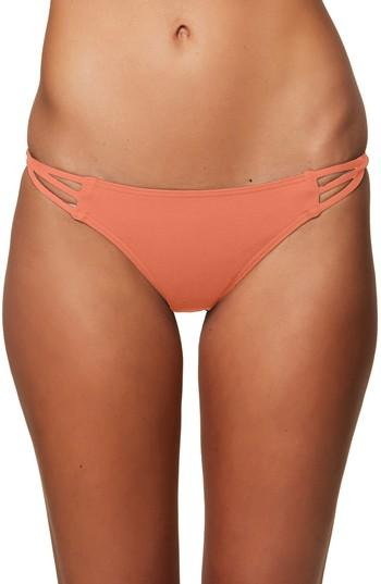 Women's O'neill Salt Water Solids Strappy Bikini Bottoms - Coral