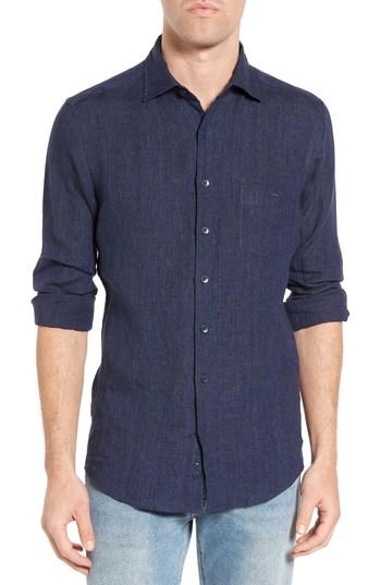 Men's Rodd & Gunn Mount Bruce Sports Fit Linen Sport Shirt, Size - Blue
