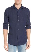 Men's Rodd & Gunn Mount Bruce Sports Fit Linen Sport Shirt, Size - Blue