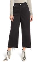 Women's Topshop Wide Leg Crop Jeans W X 30l (fits Like 25-26w) - Black