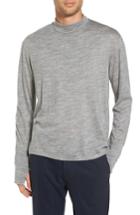Men's Theory Mock Neck Thumbhole Wool T-shirt - Grey
