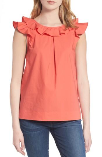 Women's J.crew Ruffle Cotton Poplin Top