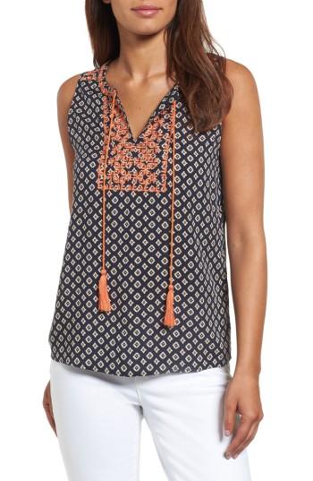 Women's Thml Embroidered Bib Print Top - Blue