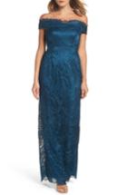 Women's Adrianna Papell Venice Off The Shoulder Lace Gown - Blue