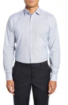 Men's Calibrate Trim Fit Geometric Print Dress Shirt - 34/35 - Blue