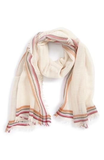 Women's Tory Burch 'signature' Wool Scarf, Size - Ivory