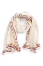 Women's Tory Burch 'signature' Wool Scarf, Size - Ivory