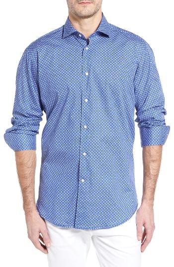 Men's Thomas Dean Classic Fit Neat Print Sport Shirt