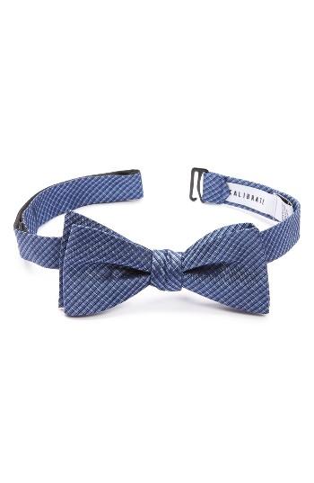 Men's Calibrate Check Silk Bow Tie, Size - Blue