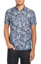 Men's Ted Baker London Xchange Modern Slim Fit Print Linen Blend Shirt (xl) - Blue