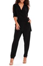 Women's Wallis Cold Shoulder Faux Wrap Jumpsuit Us / 8 Uk - Black