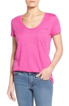 Petite Women's Caslon Relaxed Slub Knit U-neck Tee, Size P - Pink
