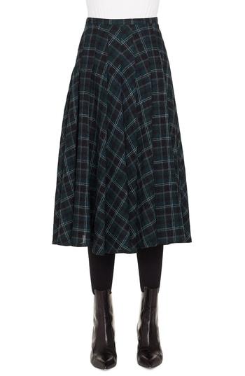 Women's Akris Punto Brit Check Midi Skirt - Green