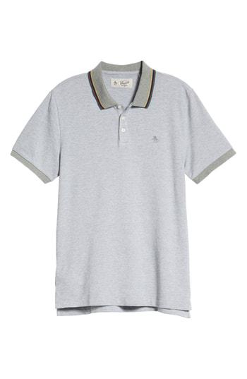 Men's Original Penguin Birdseye Tipped Pique Polo - Grey