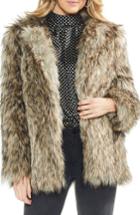 Women's Vince Camuto Faux Fur Kiss Front Jacket, Size - Brown