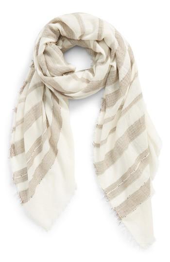 Women's Sole Society Stripe Scarf, Size - Beige