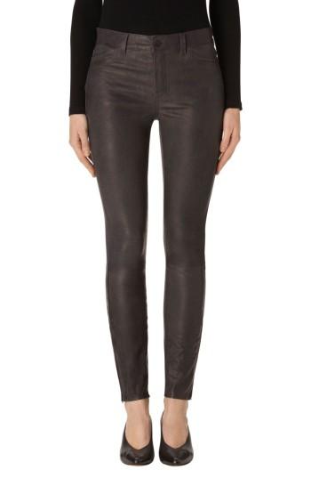 Women's J Brand '8001' Lambskin Leather Pants - Black
