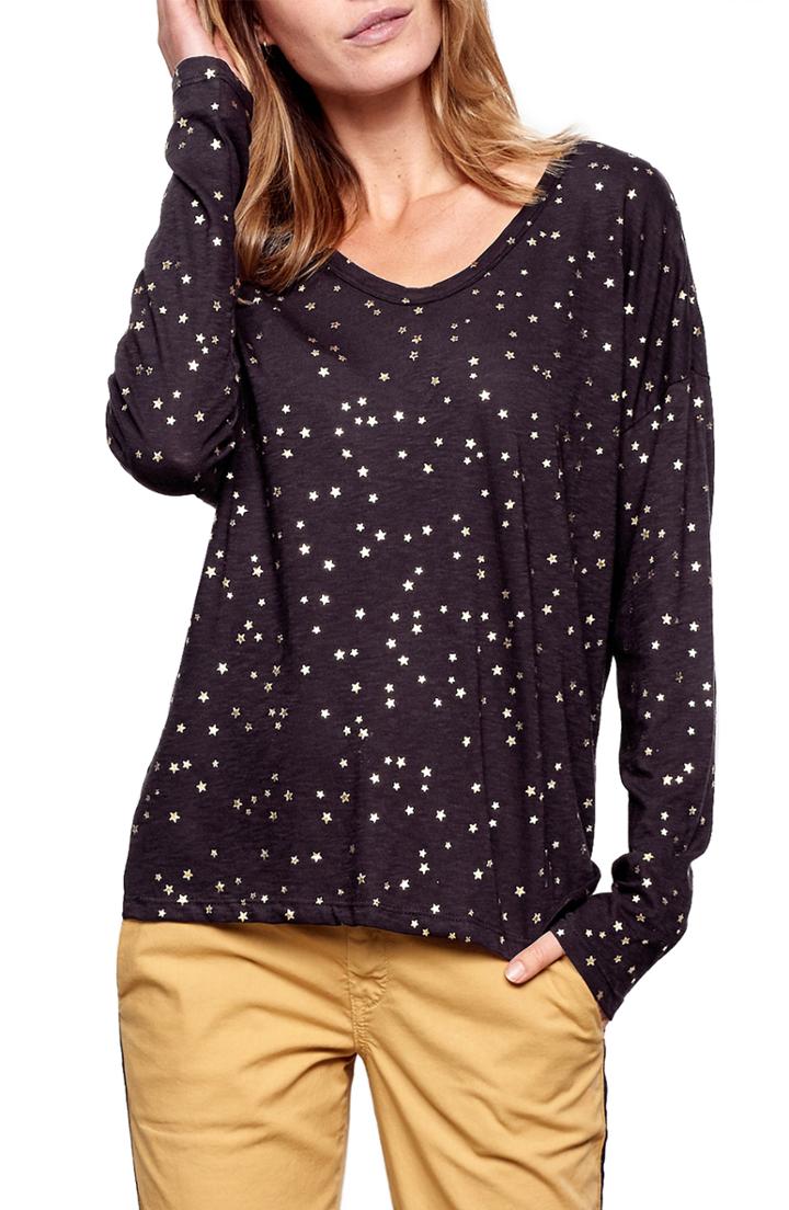 Women's Sundry Star Pattern Tee - Black