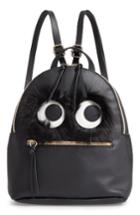 T-shirt And Jeans Faux Fur Trim Monster Mini Backpack - Black