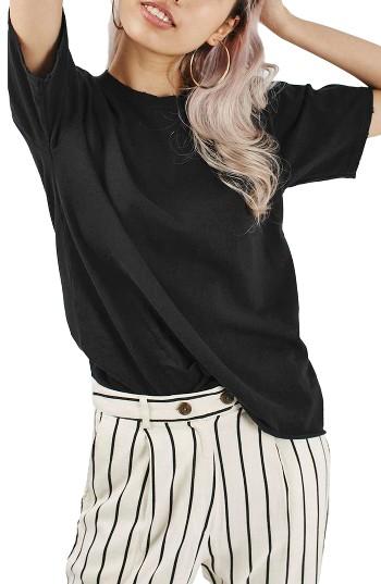 Women's Topshop Nibbled Scoop Neck Tee Us (fits Like 0) - Black