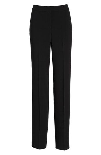 Women's St. John Collection Diana Straight Leg Crepe Marocain Pants - Black