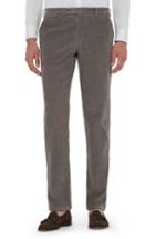 Men's Zanella Curtis Flat Front Stretch Corduroy Cotton Trousers - Grey