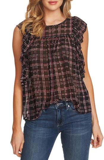 Women's Cece Sloan Plaid Blouse, Size - Black