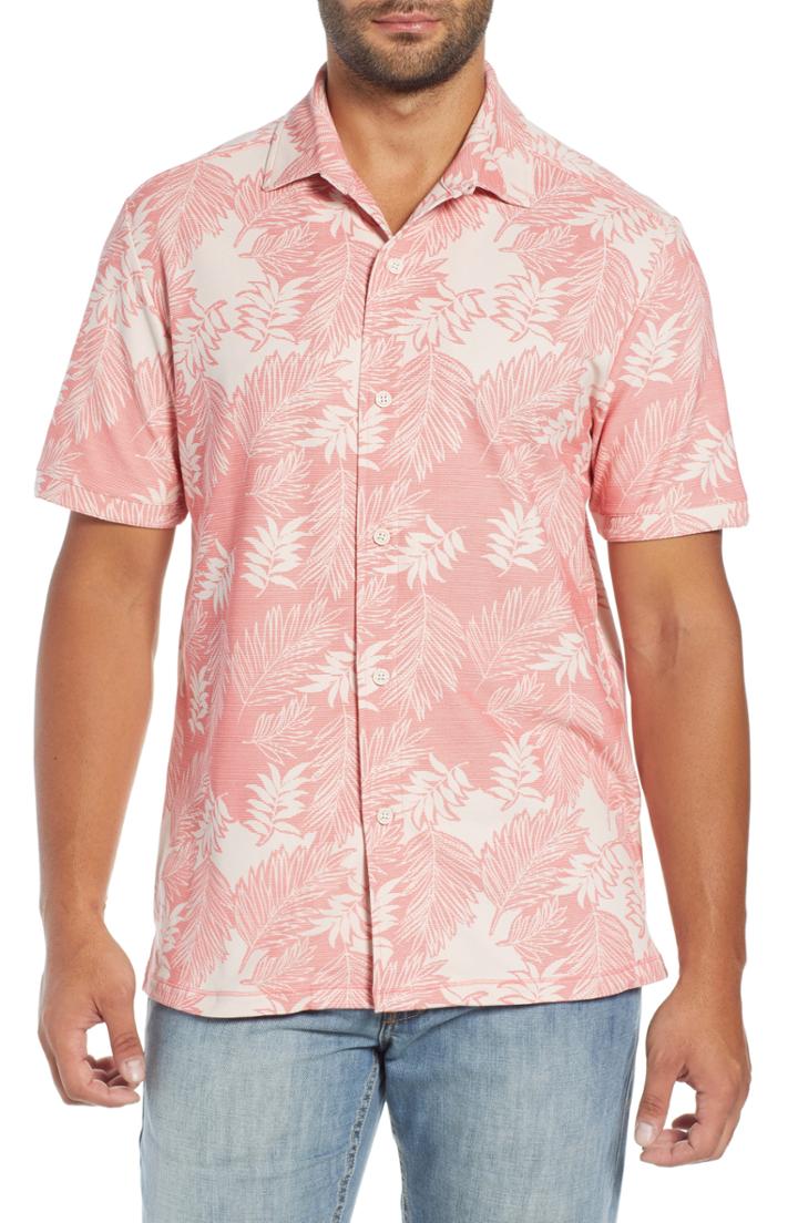 Men's Tommy Bahama Falling Fronds Camp Shirt - Red