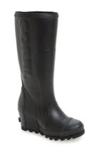Women's Sorel Joan Wedge Rain Boot, Size 6 M - Black