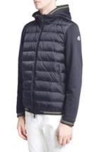 Men's Moncler Maglia Quilted Front Jersey Hooded Jacket, Size - Blue